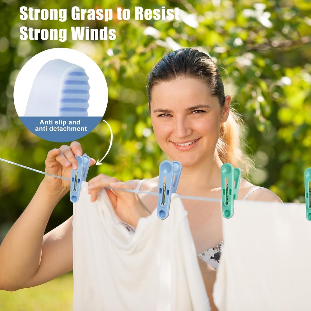 32Pcs Colored Clothes Pins Plastic Laundry Clips,Package Colour