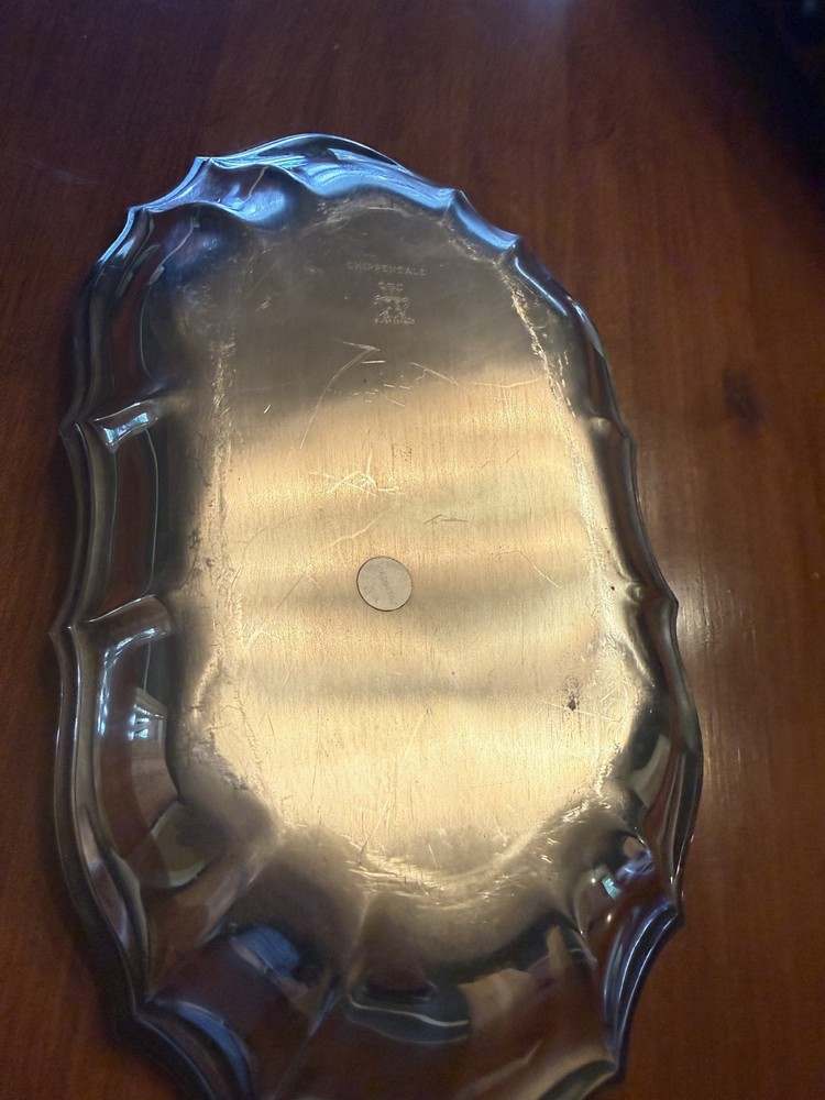 Silverplated Bread Tray 12 X 6" Chippendale Serving Ware Vintage