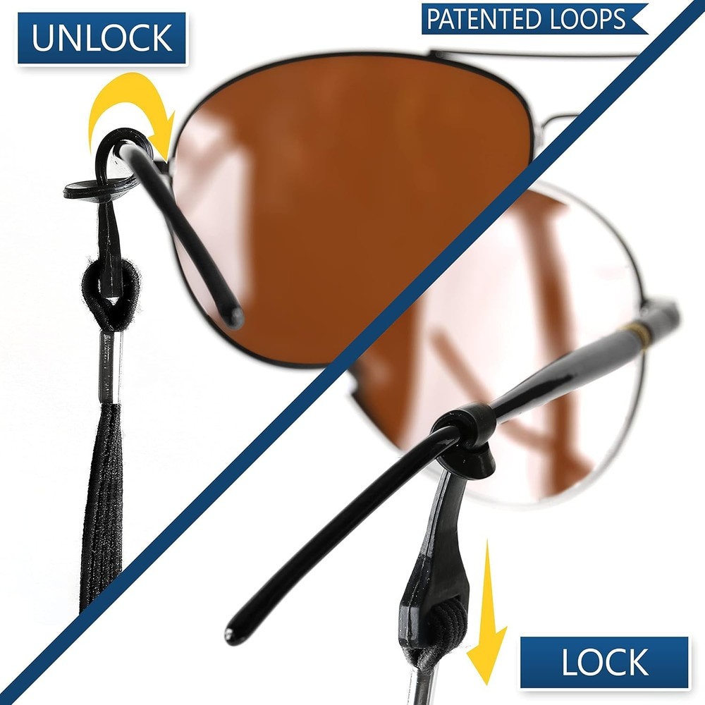 Comfortable and Secure Sunglasses Strap - Adjustable for All Neck Sizes - 4 Pack