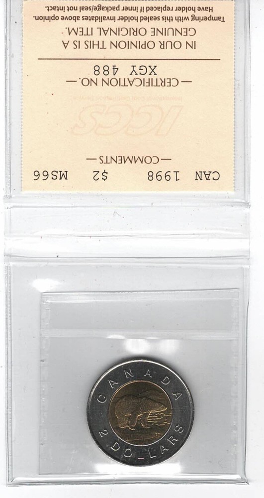 1998 Canada $2 - ICCS MS66 - XGY 488