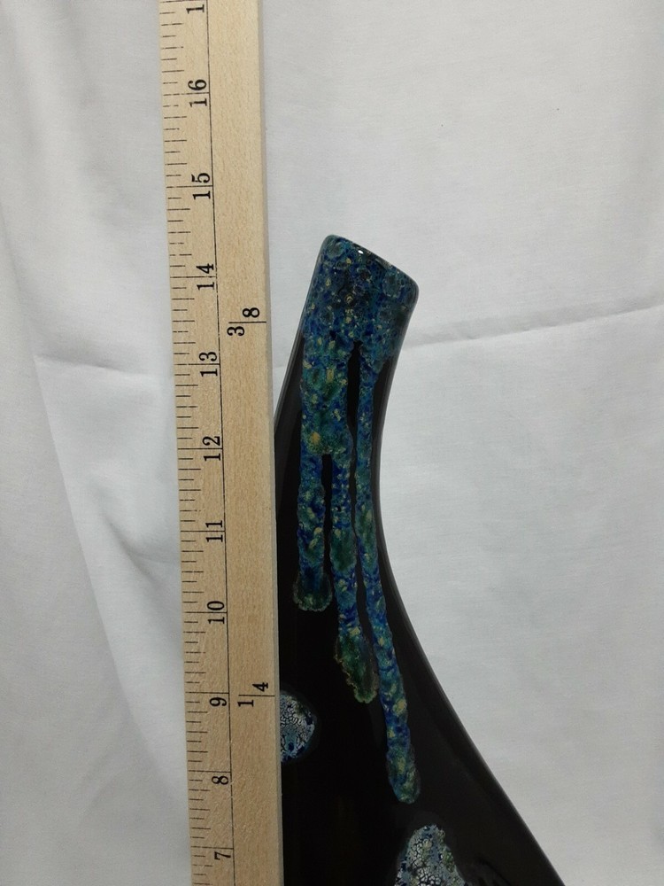 Signed Drip Pottery Pitcher With Butterflies