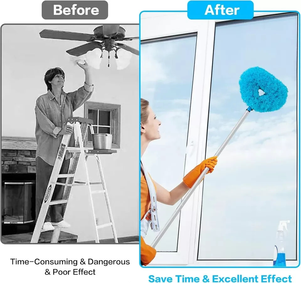Ceiling Fan Cleaner Duster Reusable Microfiber Blade Blue