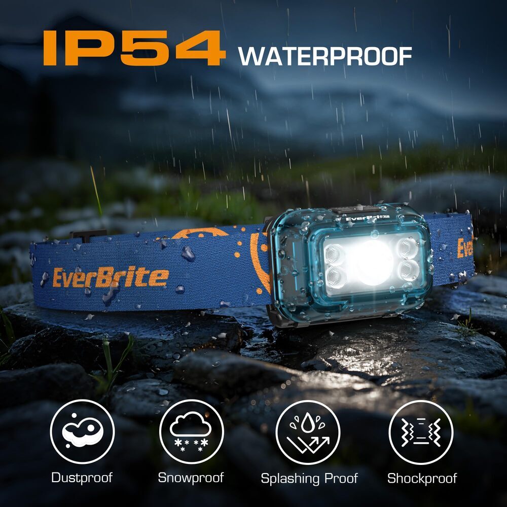 EverBrite 2 Pack LED Headlamp USB Rechargeable Headlight 5 Modes 120° Adjustable
