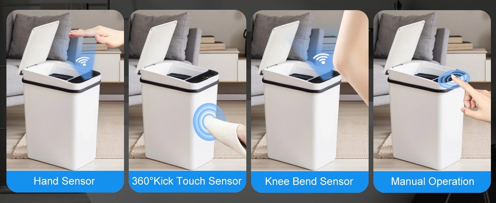 2 Pack 12L Bathroom Automatic Trash Cans Touchless Motion Sensor Slim with Lid
