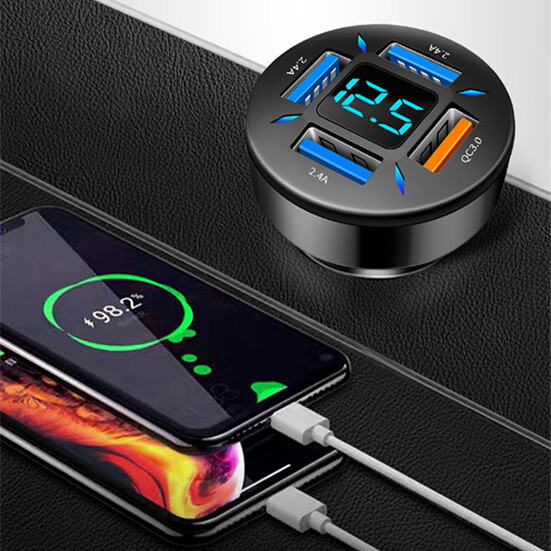 Phone Charger USB Car Cigarette Lighter Socket Splitter Fast Charge W/Voltage