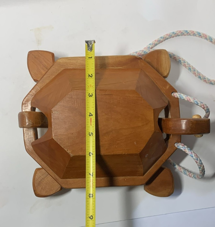 Vintage Hand Made Wooden Turtle Pull Toy