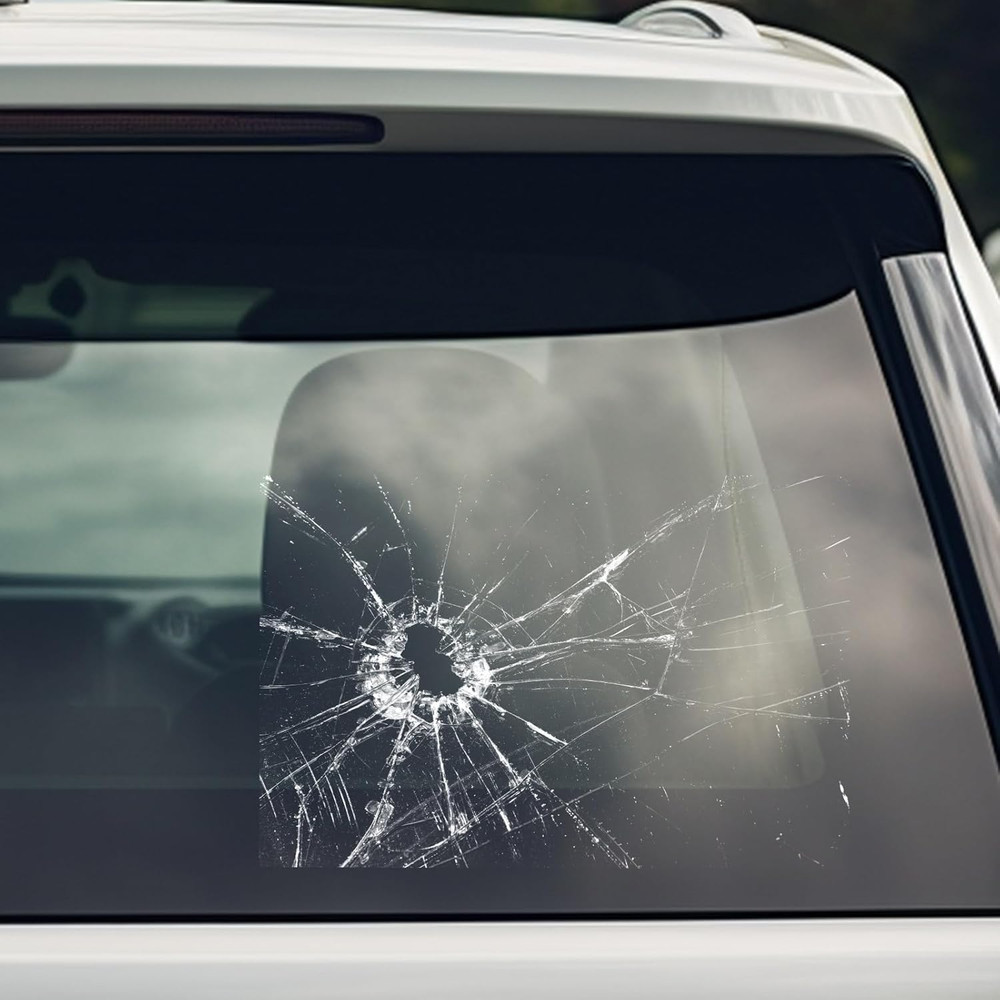 7.5" Broken Glass Decal - 3 Pack Waterproof Reusable Broken Screen Prank Sticker