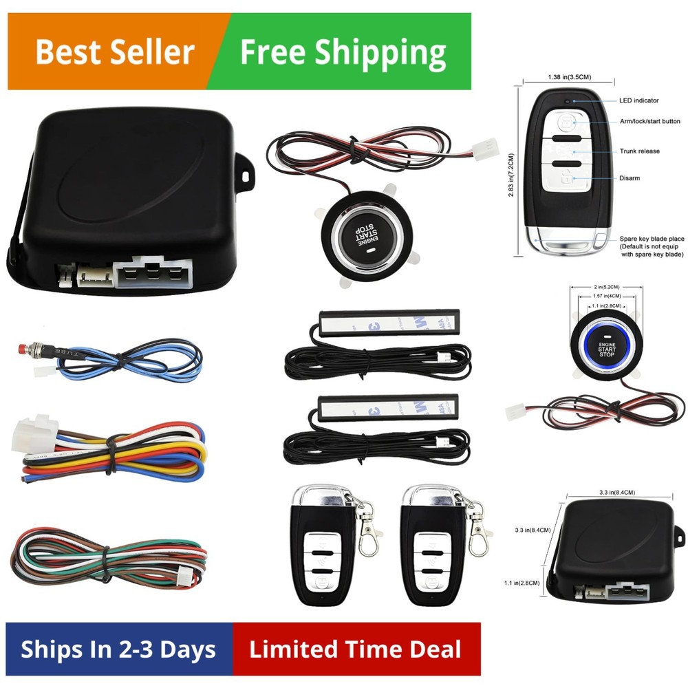 Passive Keyless Entry Car Alarm System PKE Engine Starter Push Button Vehicle...