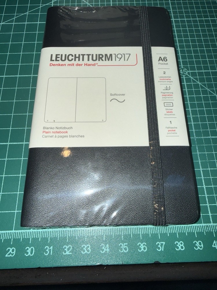 Notebook Pocket (A6) Softcover, 121 Numbered Pages, Plain, Black