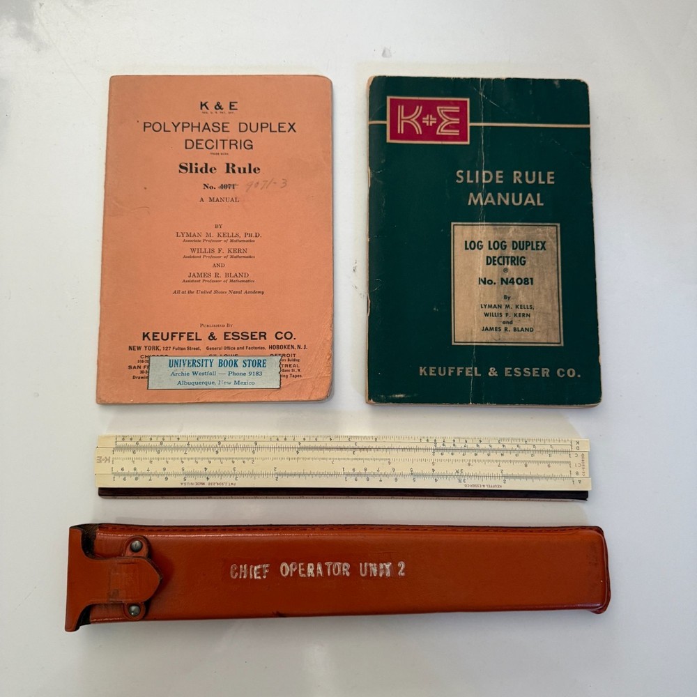 Vintage K&E Polyphase Duplex Slide Rule With Leather Case & Manuals