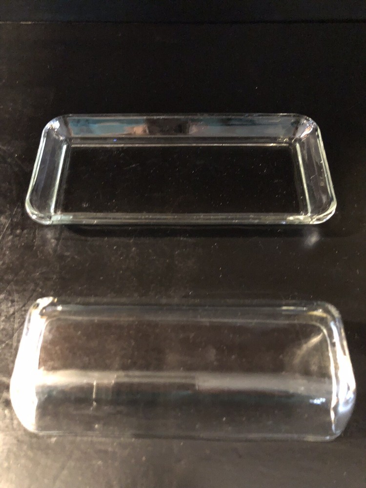 Clear Glass Butter Dish with Lid Rectangular Classic Covered