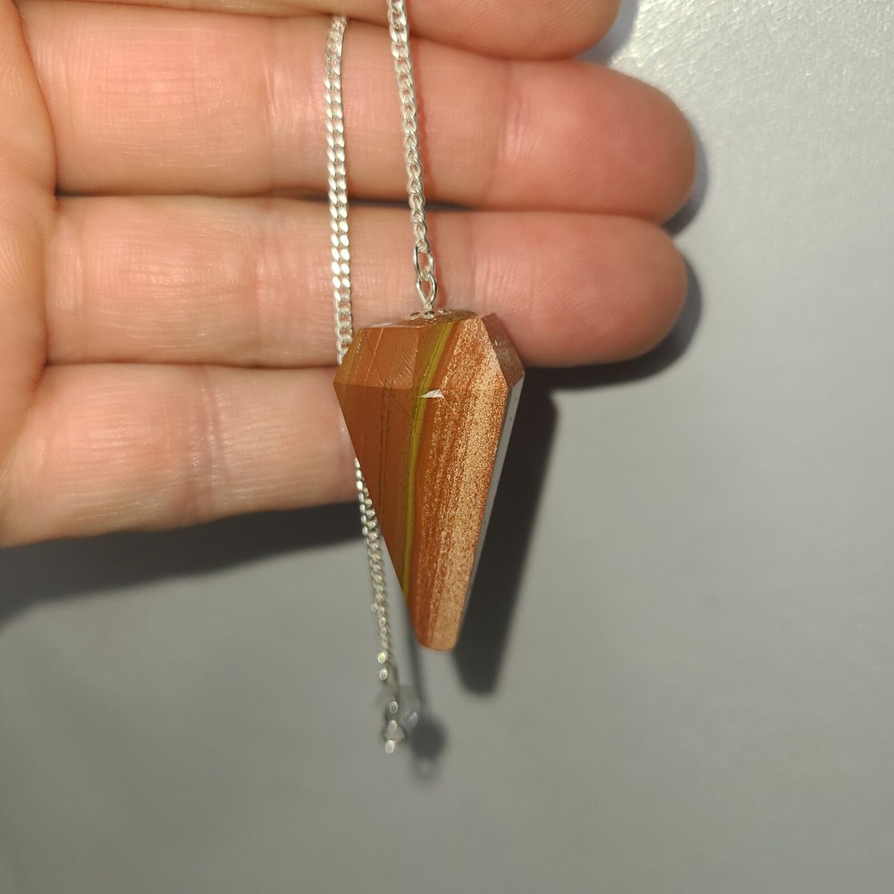 Red Jasper Faceted Cone Crystal Dowsing Pendulum Divination Tool