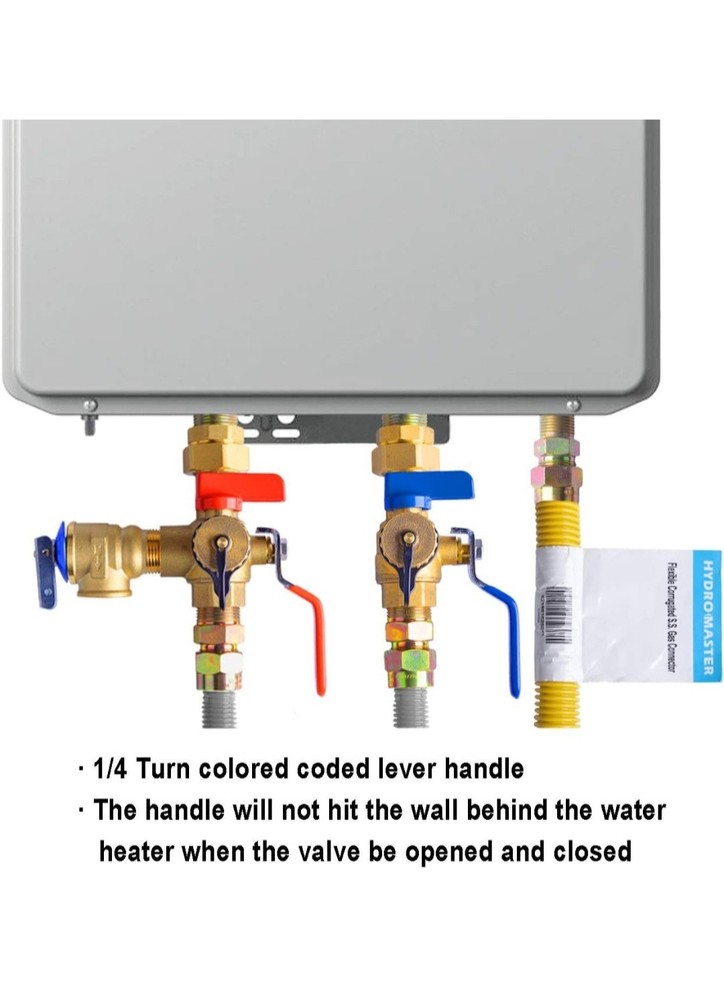 HYDRO MASTER Tankless Water Heater Valve Kit with Pressure Relief Valve