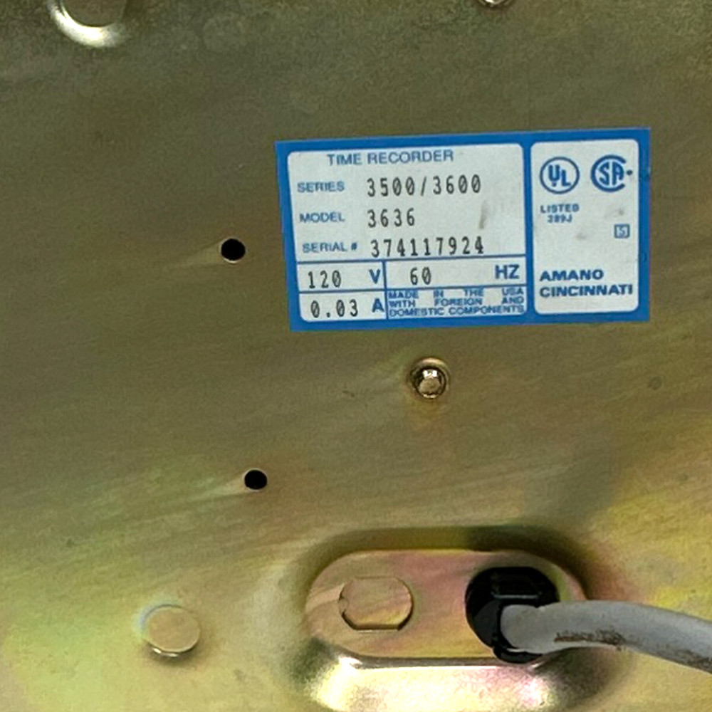 Amano Model 3636 Time Recorder Time Clock with Key working video