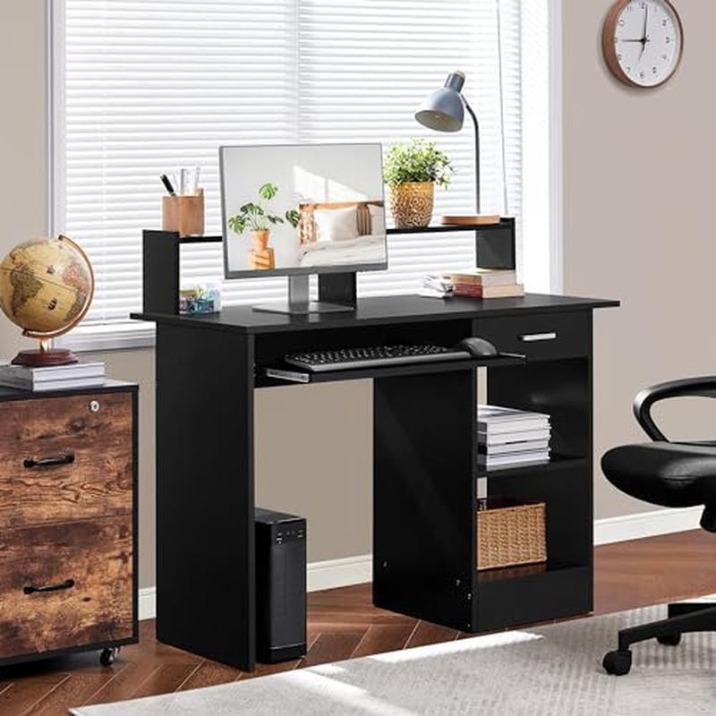 Home Office Computer Desk Drawers and Pull-Out Keyboard Tray Study Writing Desk