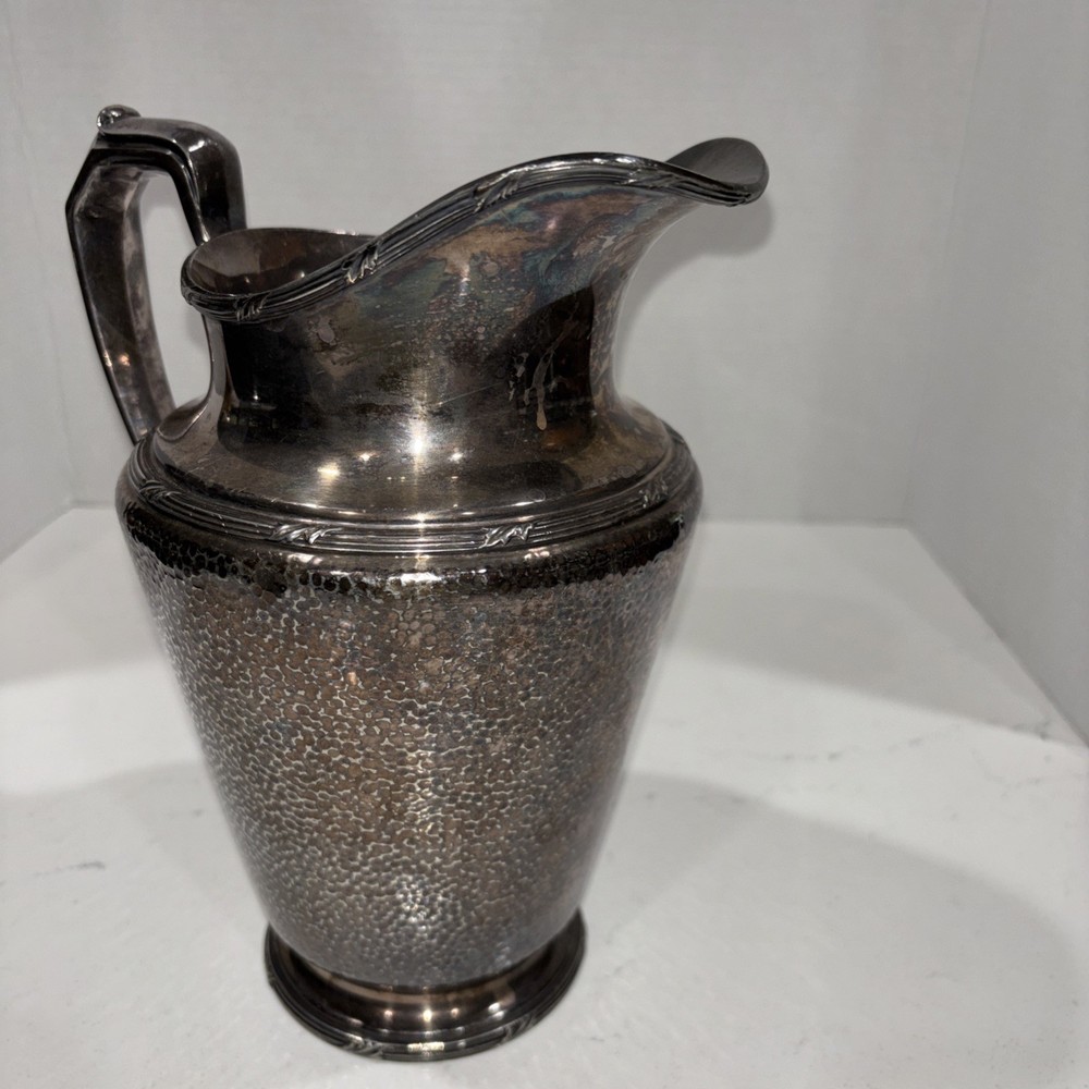 Reed & Barton Water Pitcher Hammered Surface Pattern 5585 With Patina