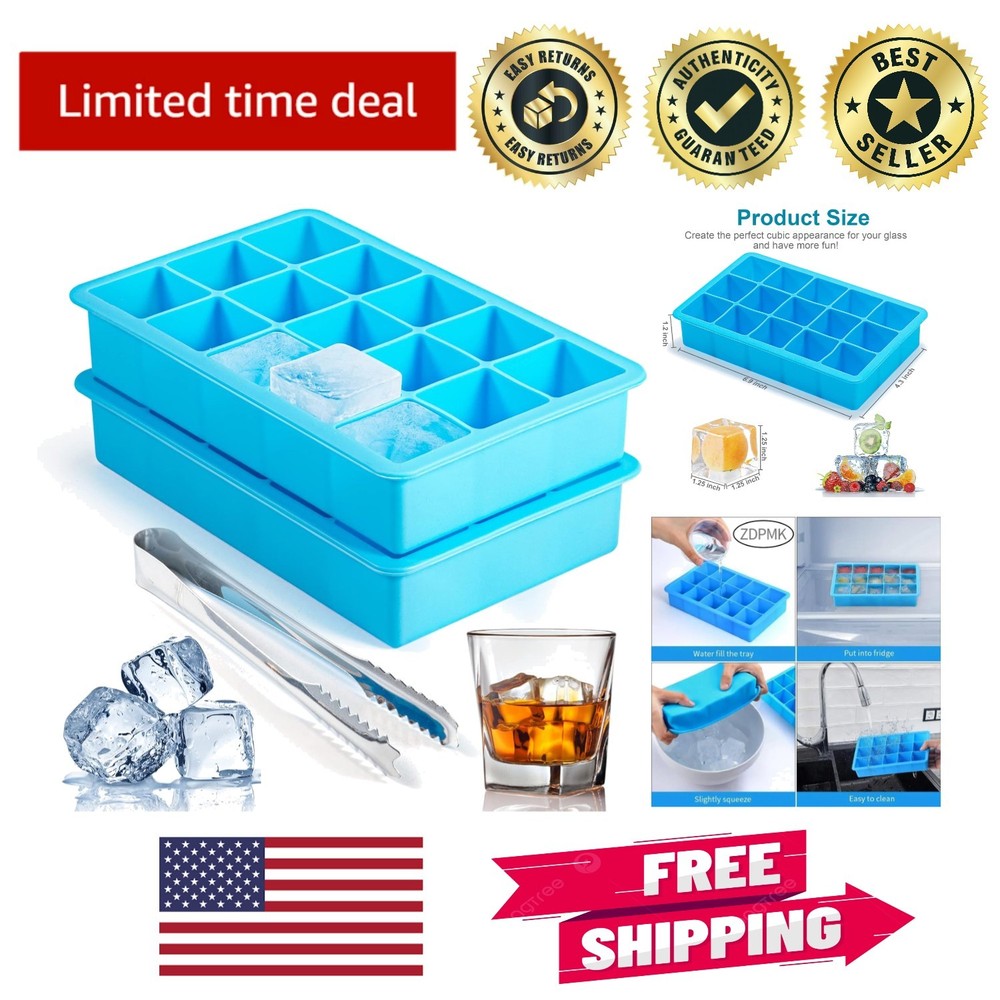 Versatile 2 Pack Square Ice Cube Trays – Reusable, BPA Free & Easy to Release