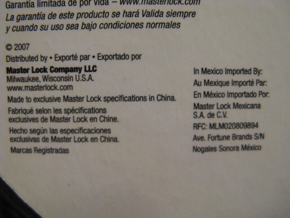 New Master Lock 5 ft Combination Cable Lock 8119DPF 60"