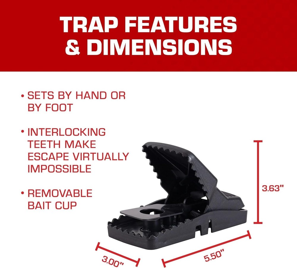 Compact Rat Snap Trap, Reusable Design for Efficient Rodent Elimination - 1-Pack