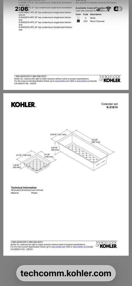 Kohler COLANDER SET