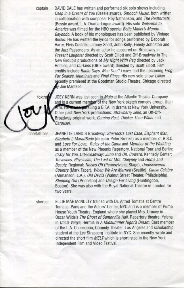 David Cale Joey Kern The Fastest Clock In The Universe Signed Autograph Program