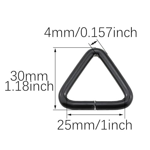 RLECS 20PSC 1 Inch Black Metal Triangle Ring Buckle Triangle Closure Ring