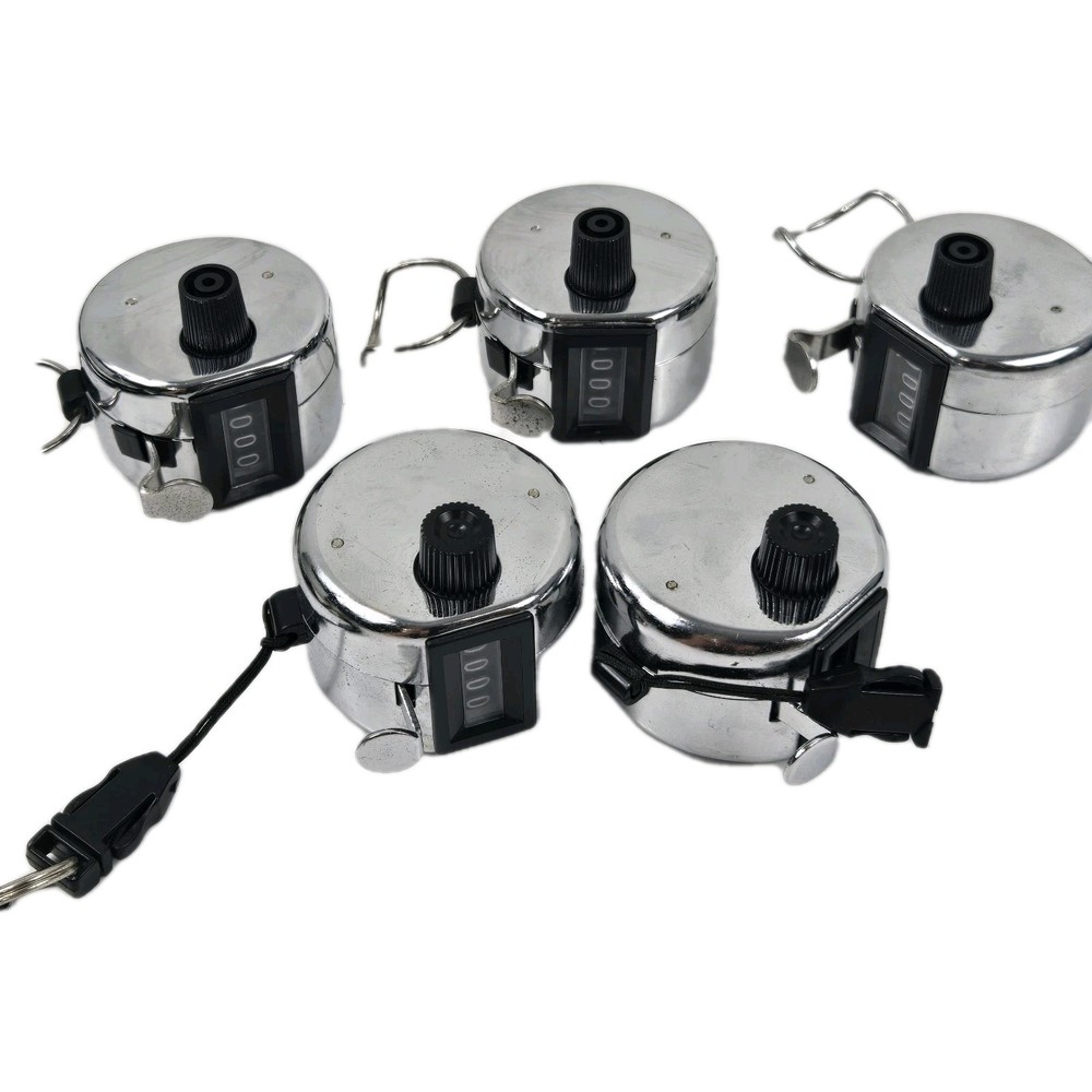 5 Handheld Tally Counters, 4 Digit Lap Counters, Manual Mechanical Clickers EUC