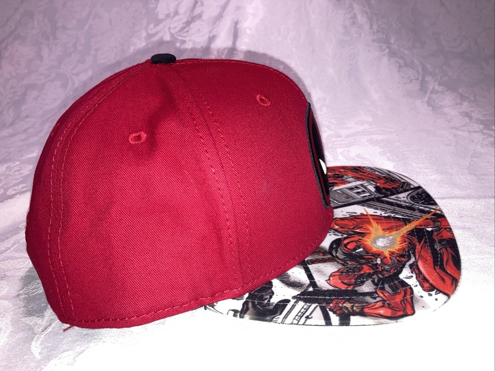 Deadpool Hat Marvel Snapback Adjustable With Sticker