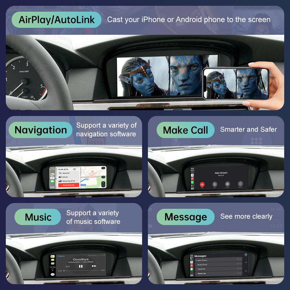 Wireless CarPlay Android Auto Decoder Kit For BMW 5 Series E60 E61 2008-2010 CIC
