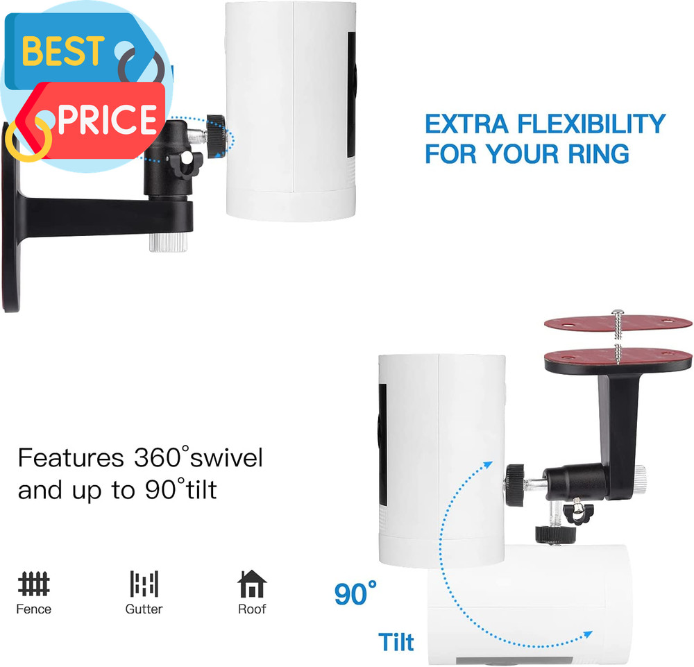 2Pack Adjustable Security Wall Mount Bracket for Ring Stick up Cam & Ring Indoor