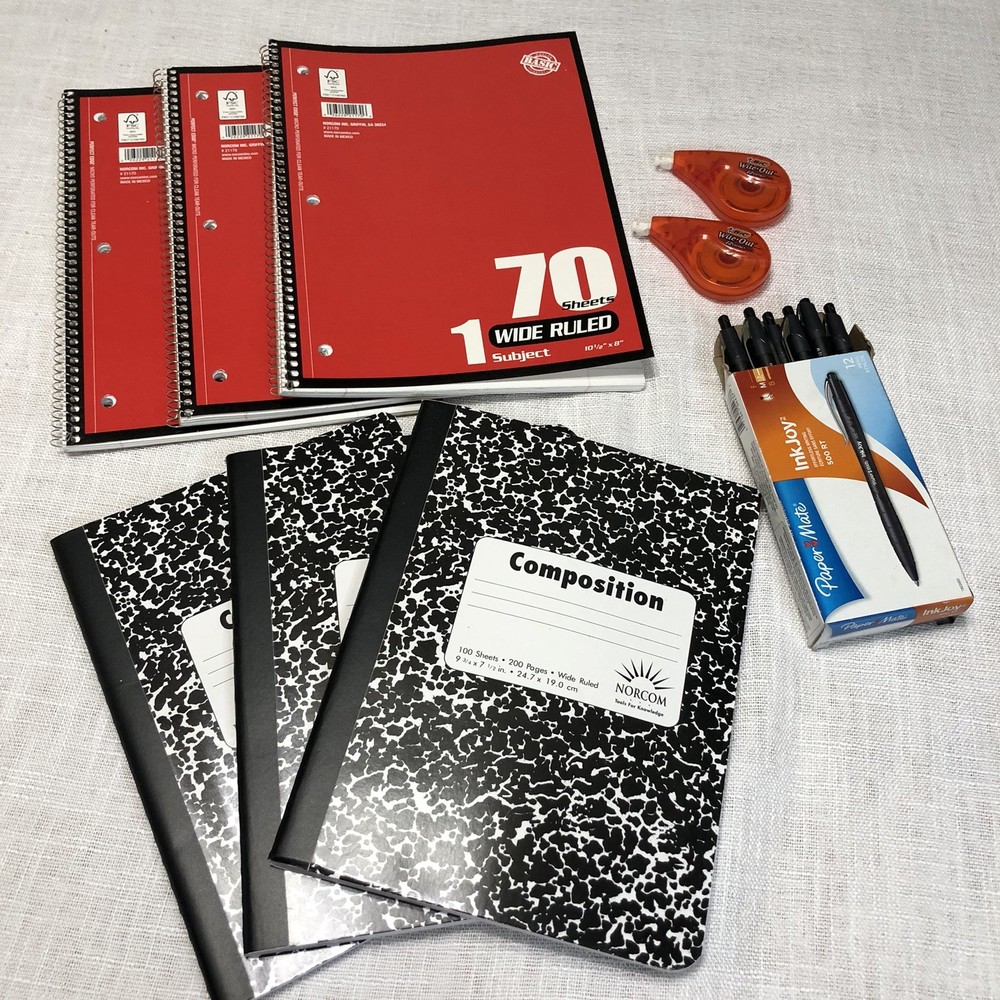 School Essentials Supplies Bundle Kit Composition Notebooks Pens Homeschool