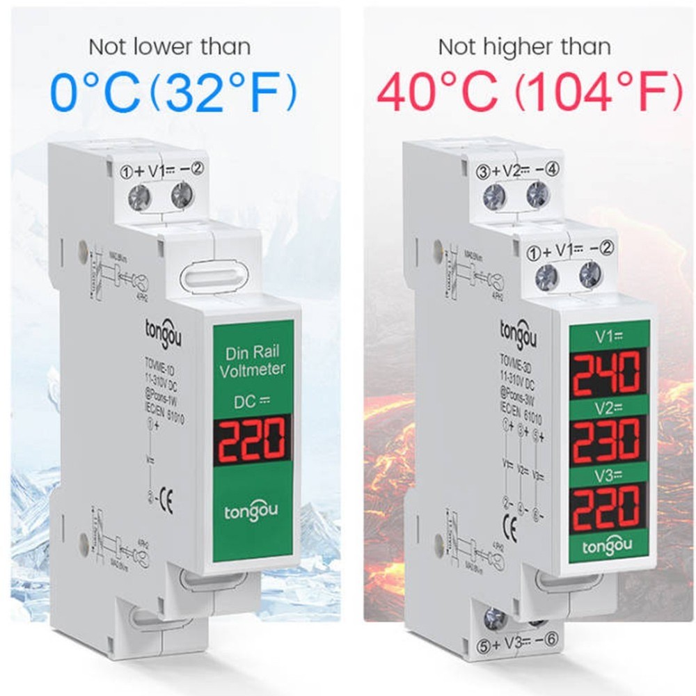 DC Voltage Detector Din Rail Voltage Meter LED Voltage Display Secure Position