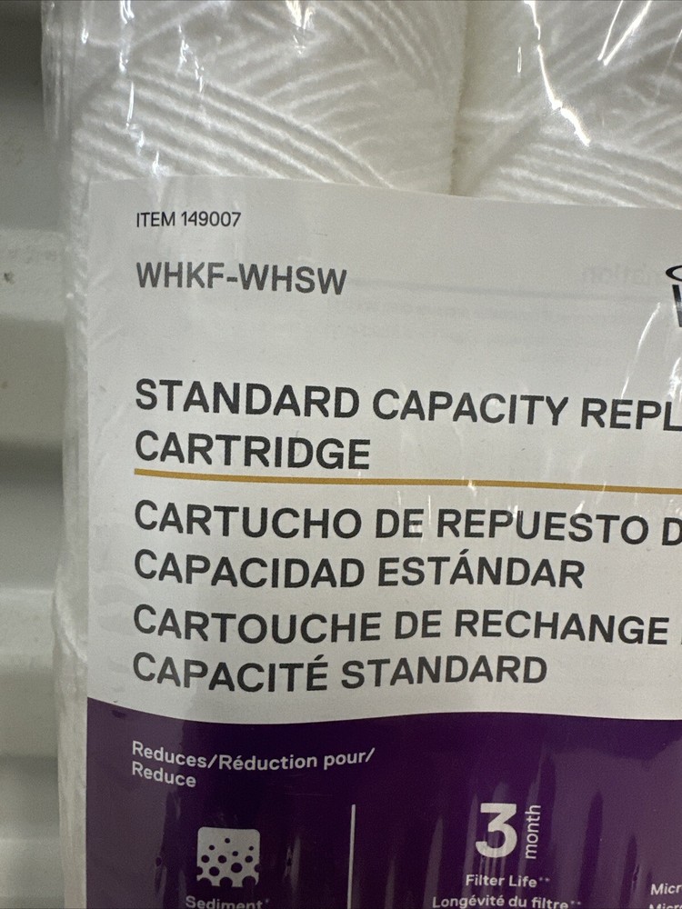 2 Whirlpool Standard Capacity Replacement string Cartridge 149007 WHKF-WHSW