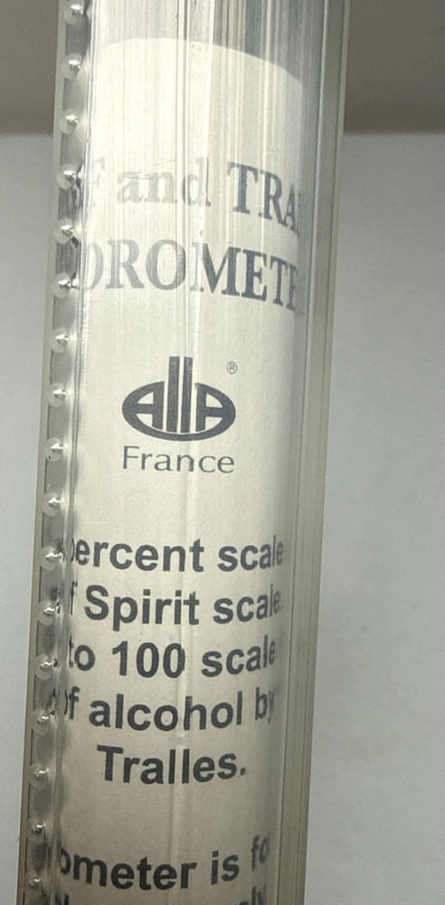 Glass Alcoholmeter/Hydrometer, Proof and Tralles