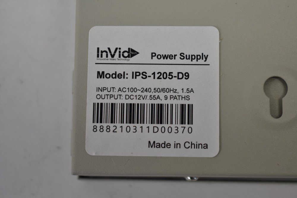 InVid Power Supply Box Enclosure Universal AC Input Range IPS-1205-D9 LED