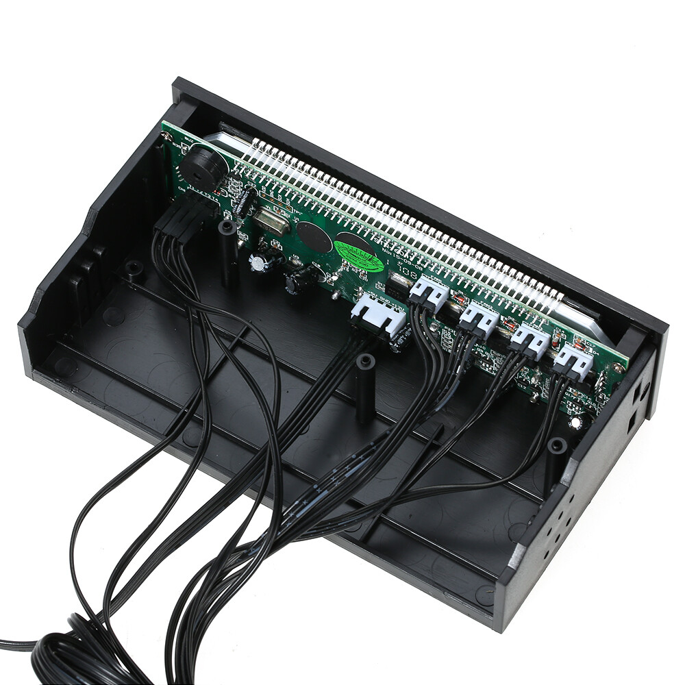 PC CPU 4 Channel Fan Controller Speed Control Adjuster LCD Cooling Front Panel