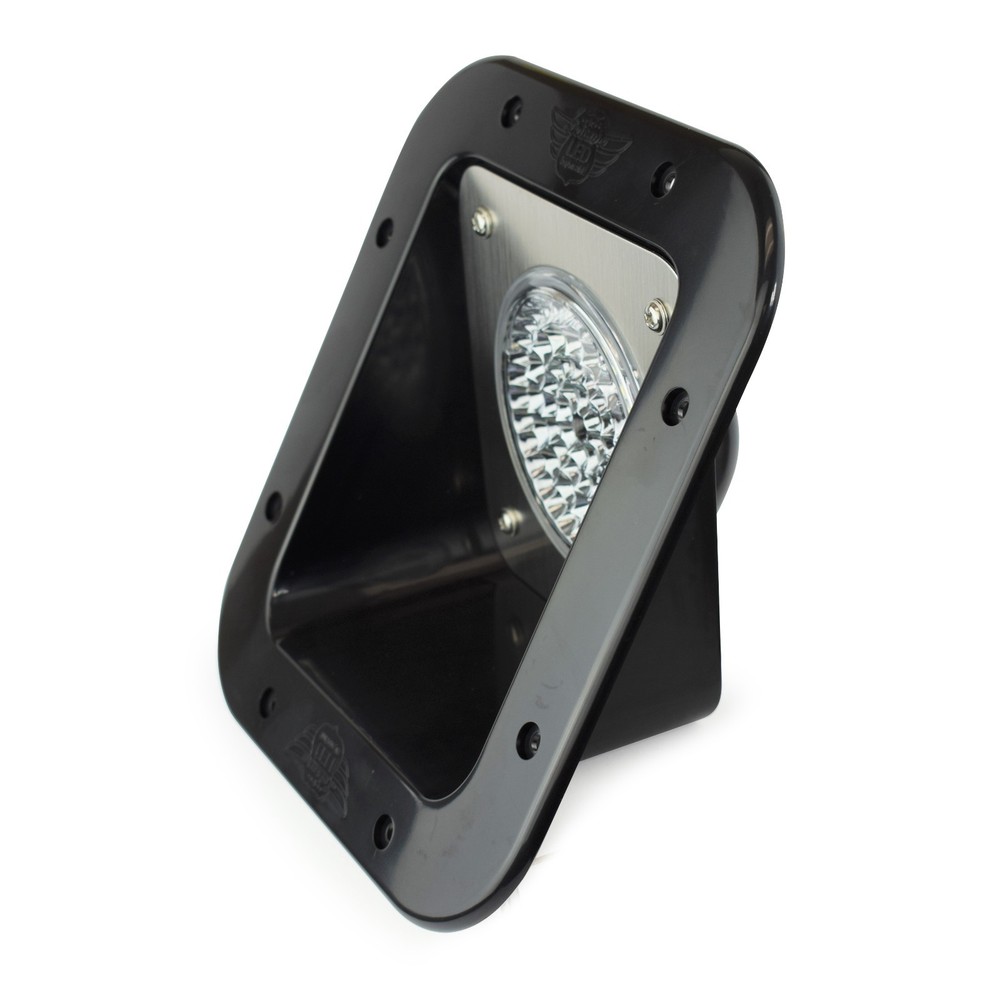 RV LED Porch Flood Light rectangle clear lens camper RV trailer Black exterior B