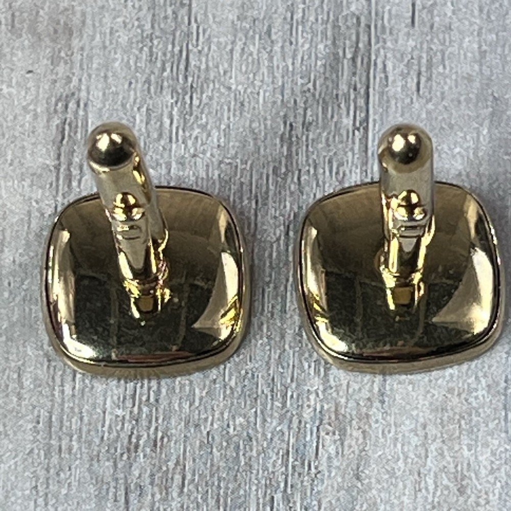 Gold Tone Black Square Stone Cufflinks