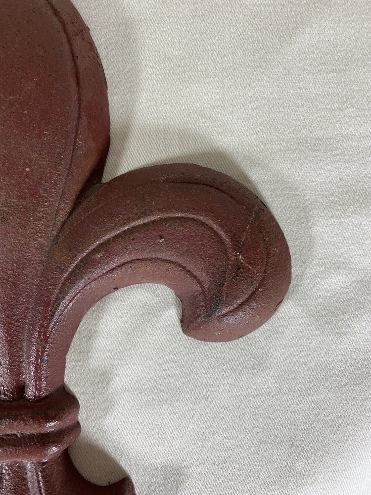 Cast Iron Fleur De Lis Red No Hooks Wall Hanging