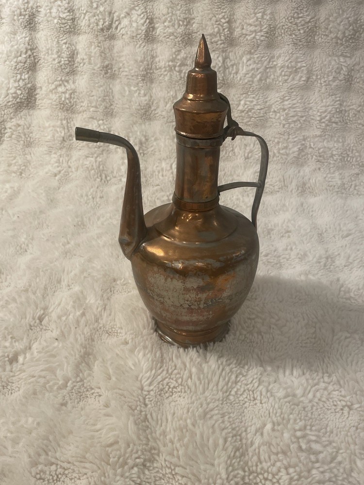Antique Etched Ewer | Pitcher | Middle Eastern | Tinned Copper Ewer
