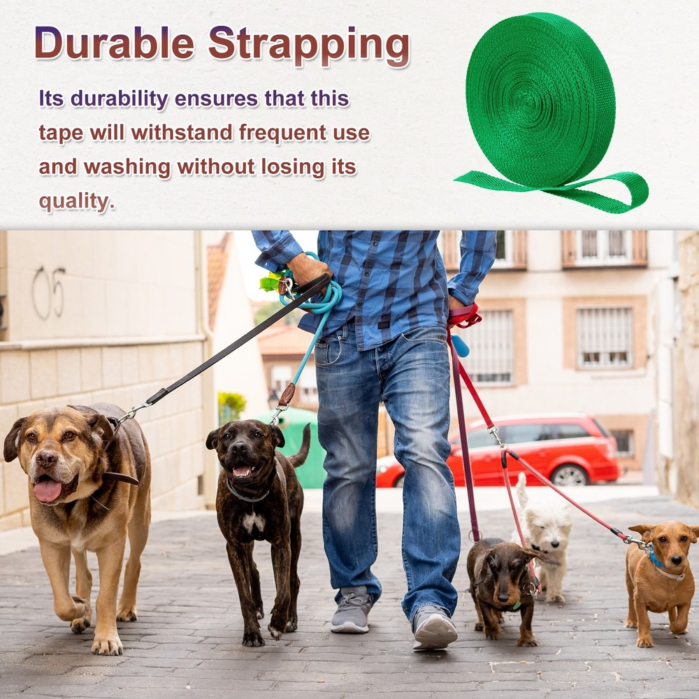 Nylon Webbing Strap, 22 Yards x 1" Polypropylene Flat Webbing Strap (Green)