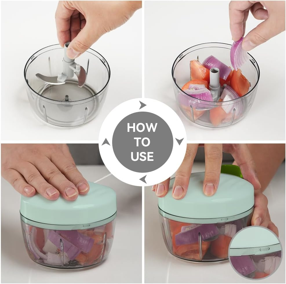 Manual Food Processor Vegetable Chopper 2.3 Cup Small Mini Hand Pull String...