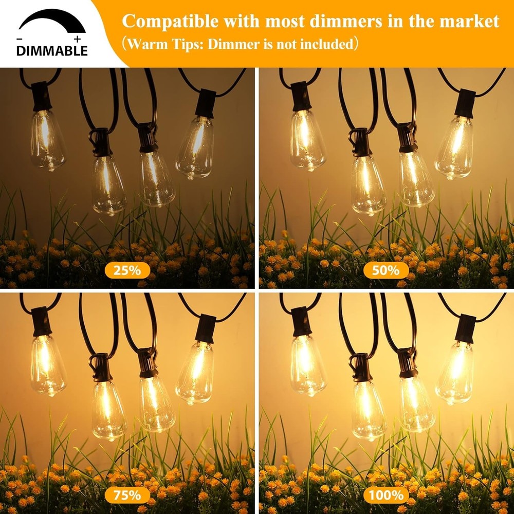 Outdoor String Lights, 50FT