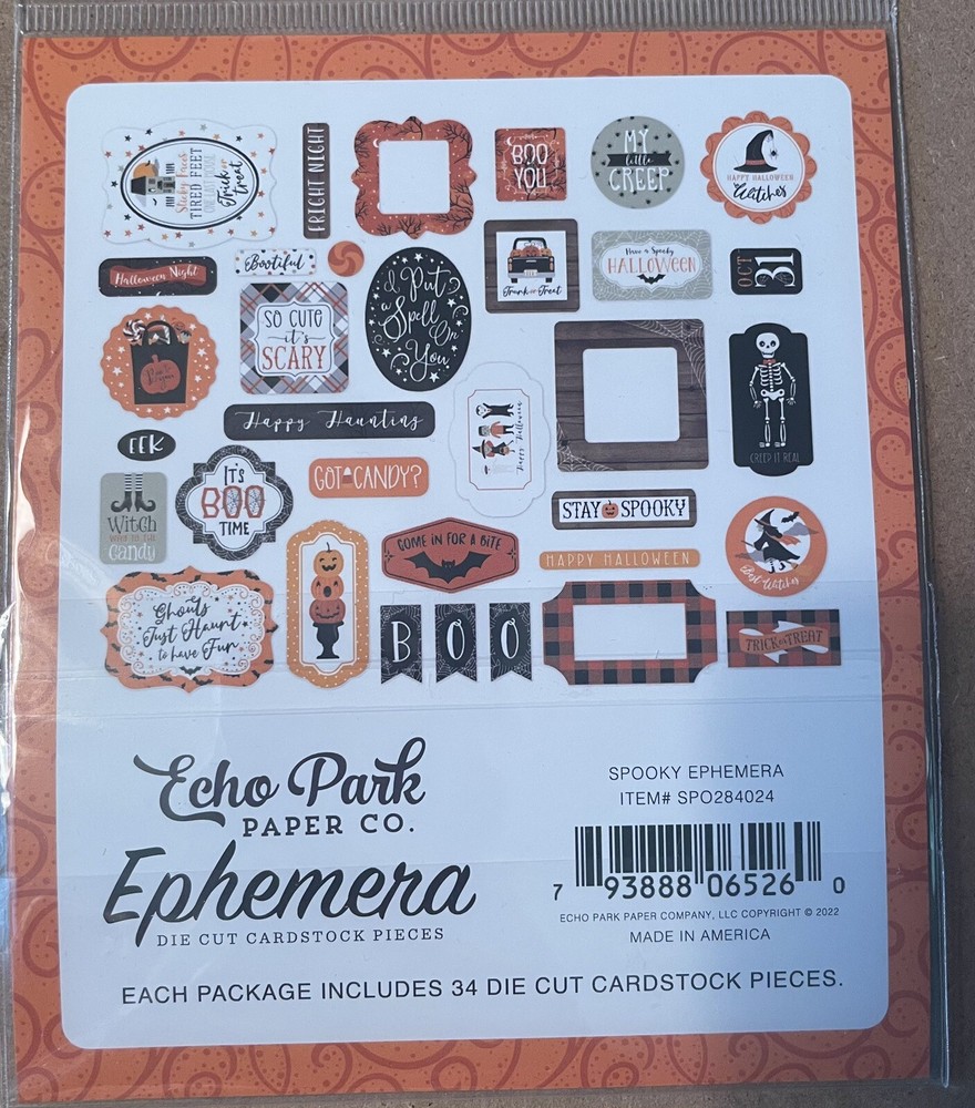 Echo Park Paper SPOOKY Ephemera Pieces~NICE~Quick Ship!