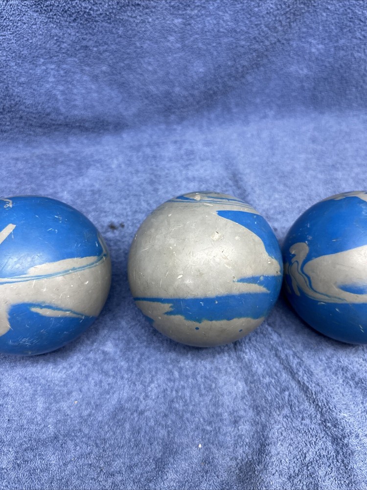 THREE PARAMOUNT DUCKPIN BALLS DUCK PIN BALL BLUE GREY