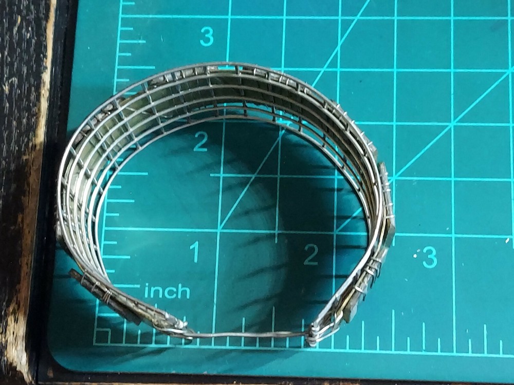 Artisan Computer Chip Bracelet Silver Tone Wire Brass Cuff