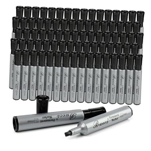 Permanent Markers, 80 Count Black Permanent Markers, Chisel tip, Waterproof