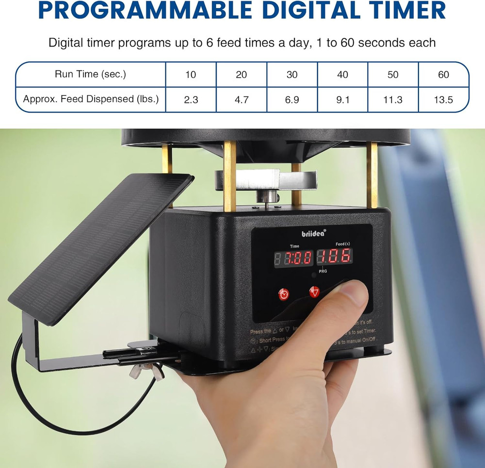 Deer Feeder Timer with Integrated Solar Panel, Digital Automatic Deer Feeder Mot