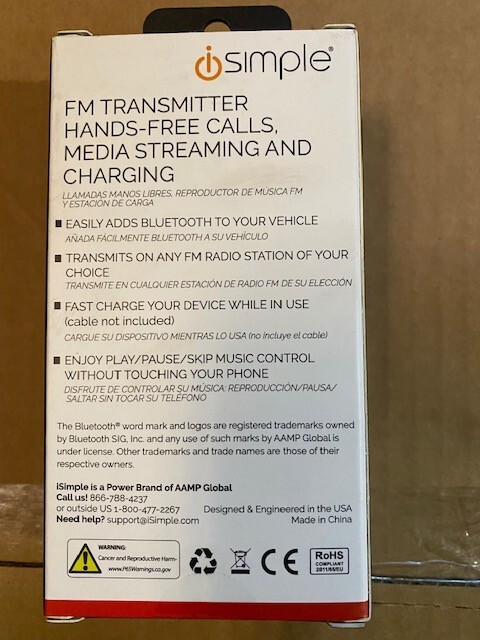 iSimple - Bluetooth 5.0 FM Transmitter for Music Streaming, Charging & Calling