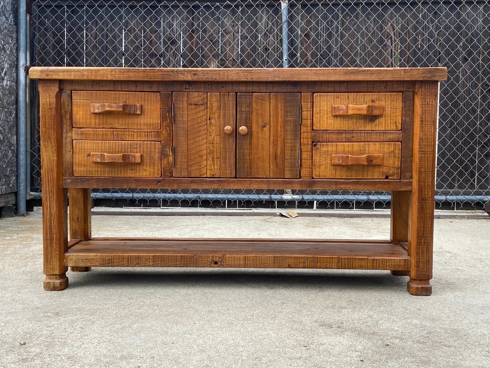 Antique Elm Buffet Cabinet